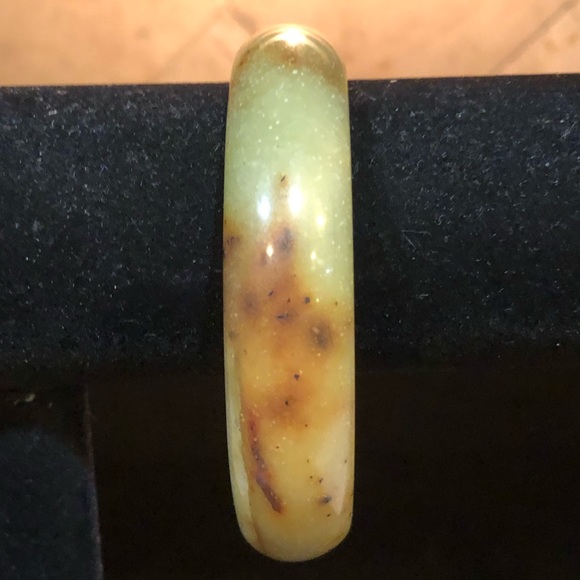 Genuine Light Moss Green & Brown Jade Bracelet - Picture 9 of 11